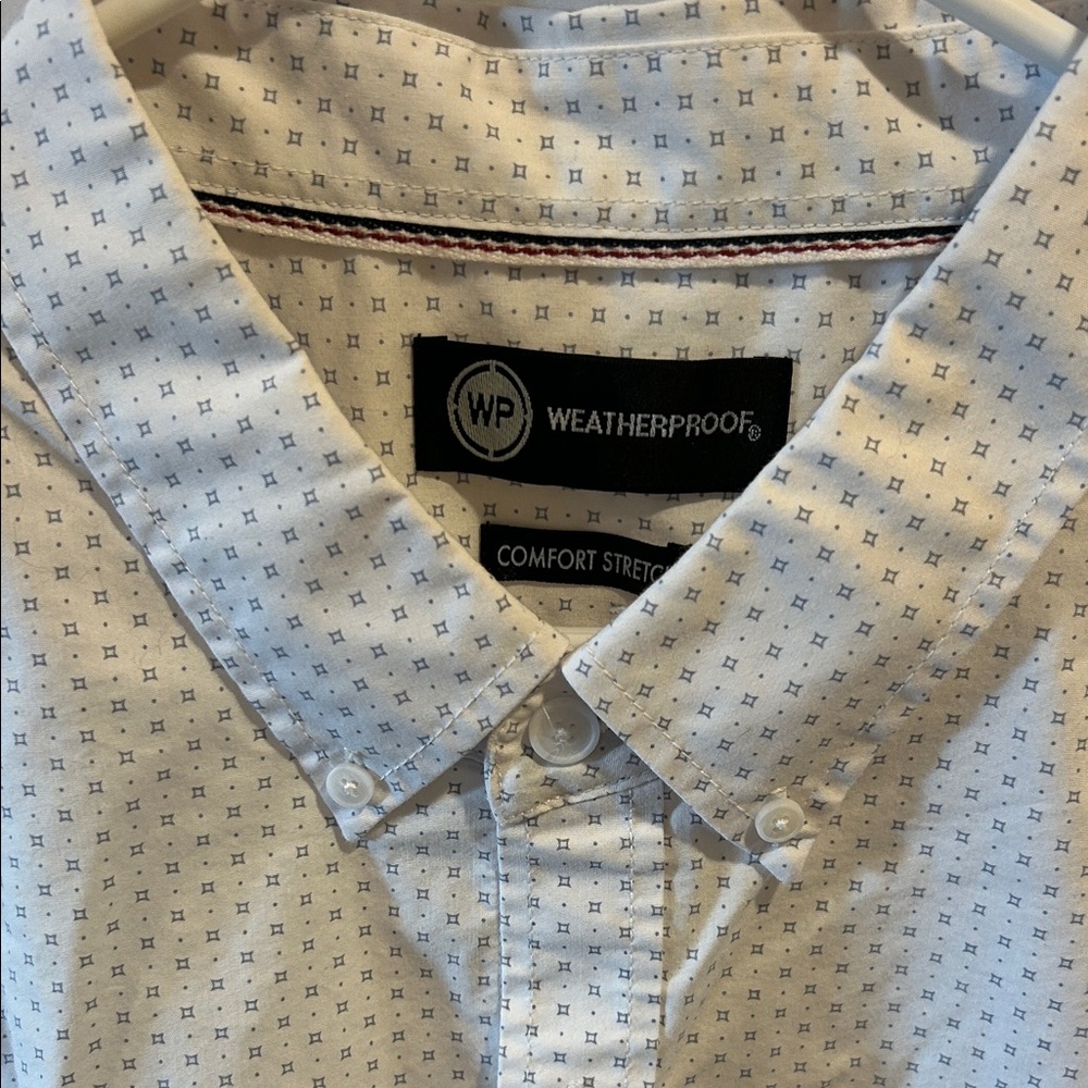 Weatherproof Men's Light Gray Patterned Button Down Shirt